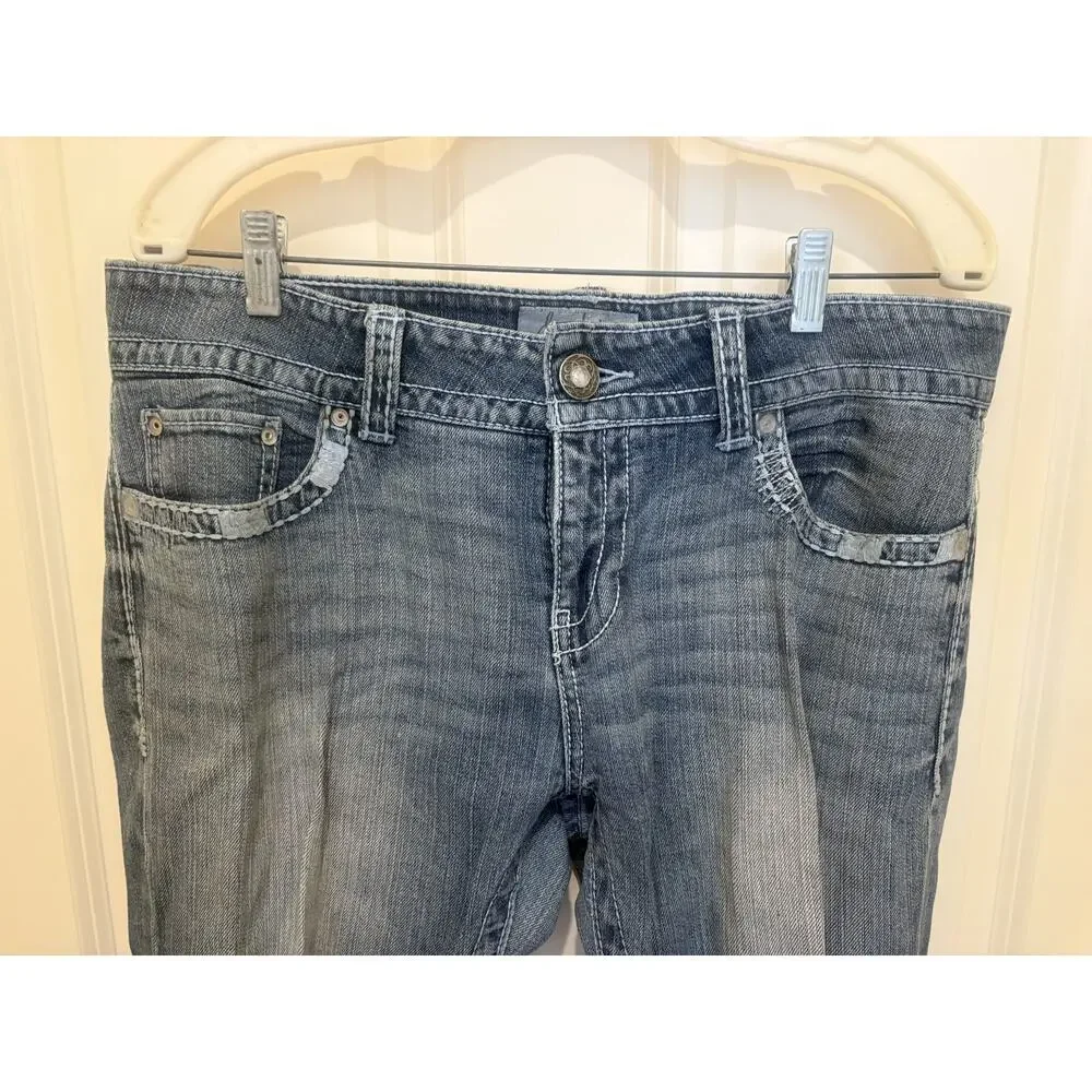 Daytrip Virgo Bootcut Jeans Sz 32 Long Denim Heavy Stitch Western Boho Y2K